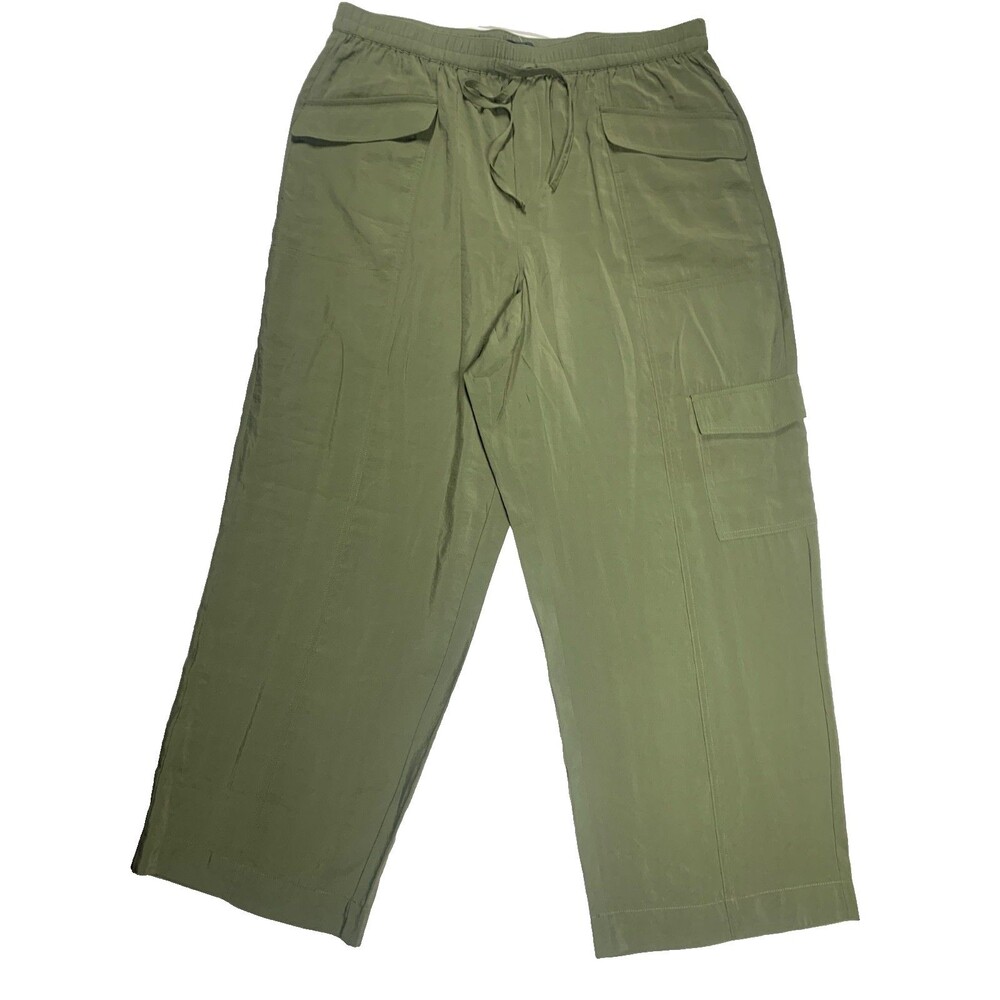 Madewell Softdrape Pull-On Wide-Leg Cargo Pants Ivy Green XXL NWT
